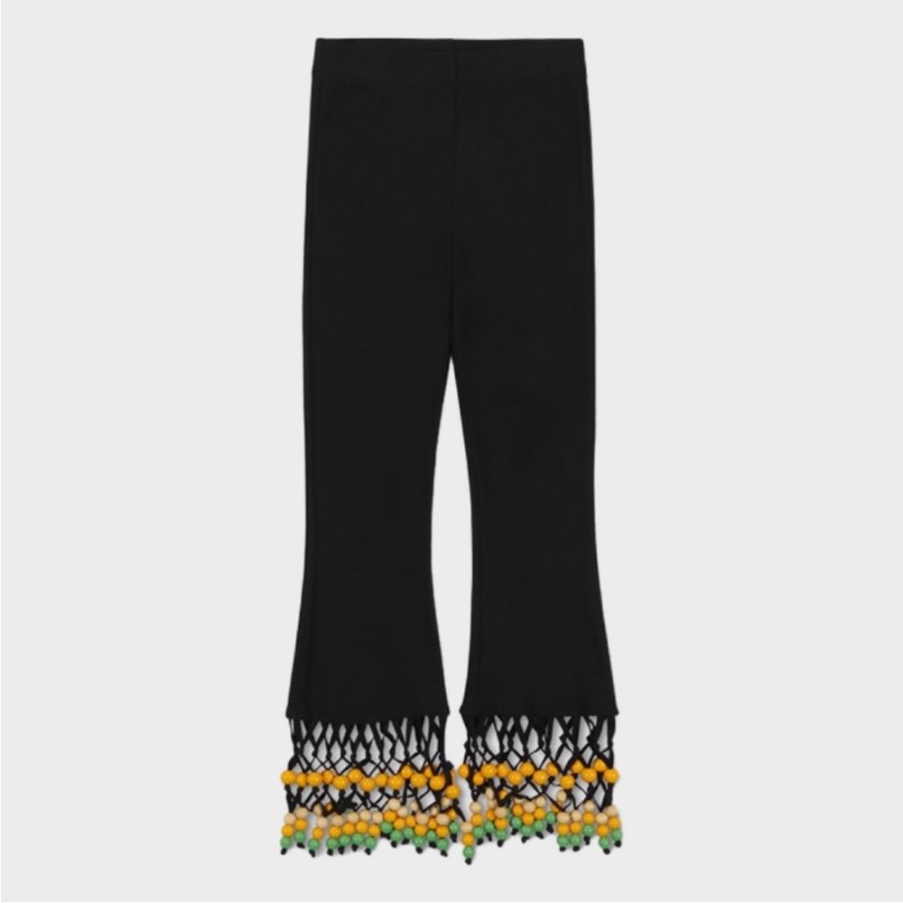 Simon Miller Black Leggings with Beaded Fringe